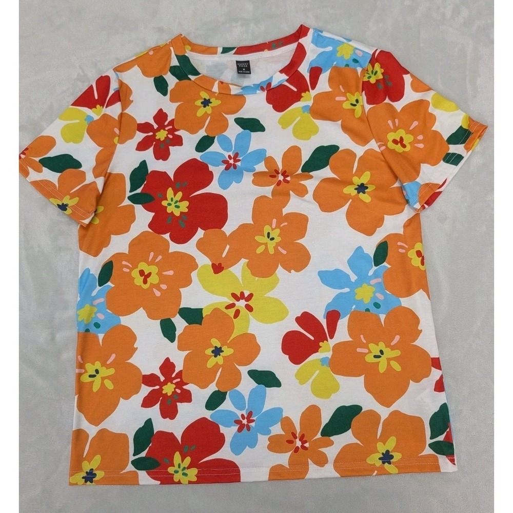 Emery Rose Women's Medium T Shirt Top Floral Pullover 70's Theme